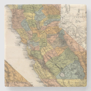 California Map showing townships and railroads Stone Coaster