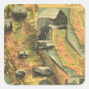 California Map Square Sticker