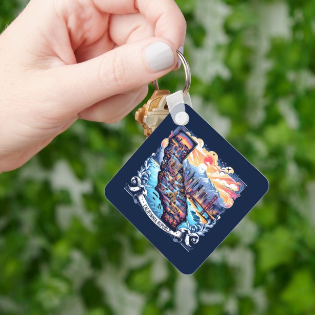 California Map Vector Art Keychain (Hand)