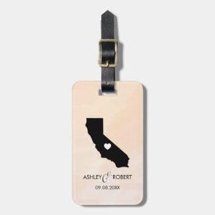 California Map Wedding Luggage Tag, Couple's Name Tag