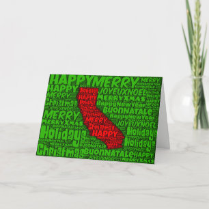 California Map Word Art Christmas Card Holiday