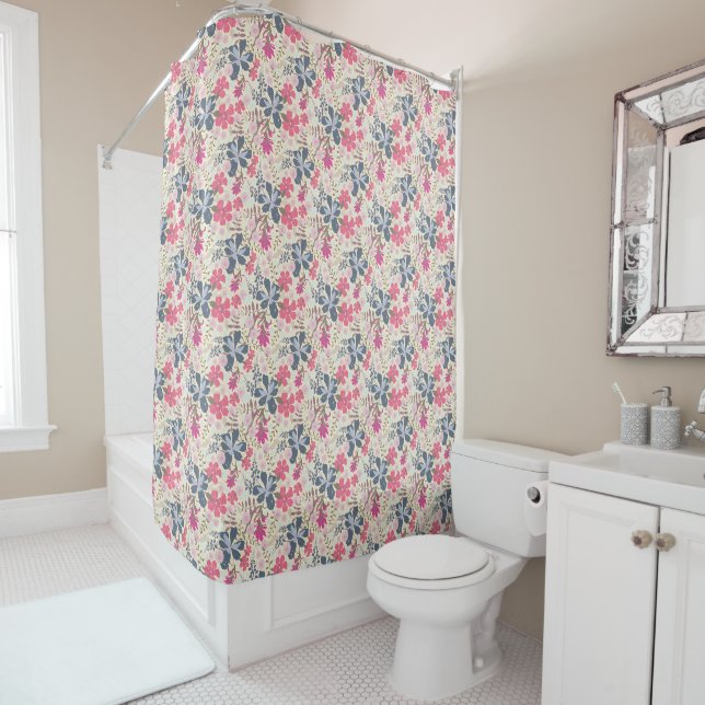 California Meadow (Pink/Corn Silk) Shower Curtain (In Situ)