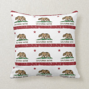California Native Republic Flag Throw Pillow