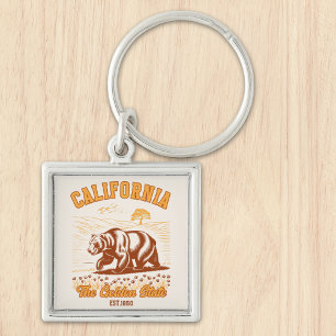 California Nature Lover Gift – Retro Bear  Keychain
