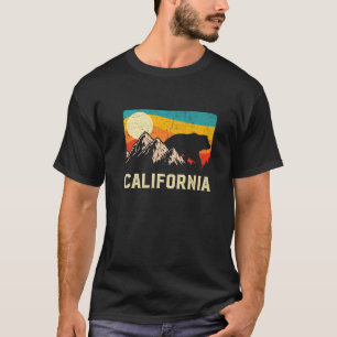 California Nature Wild Bear Retro Sunset Hiking T-Shirt