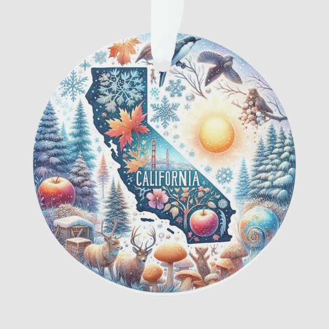 California Nature Winter Christmas Ornament (Front)