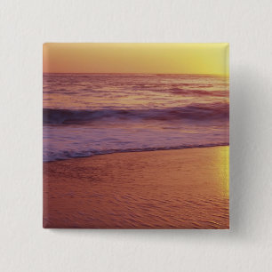 California, near Santa Cruz, View of beach at 2 Inch Square Button