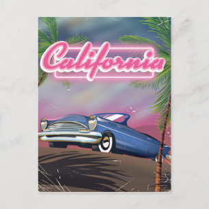 California neon retro travel poster postcard
