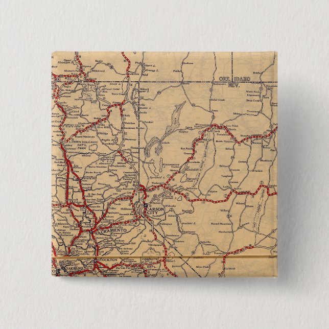 California, Nevada 2 Inch Square Button (Front)