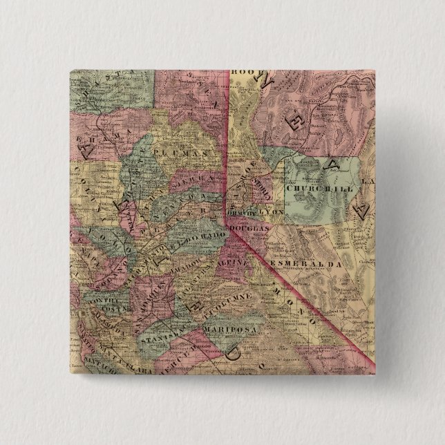California, Nevada 2 Inch Square Button (Front)