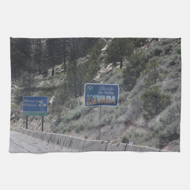 California-Nevada border Kitchen Towel (Horizontal)