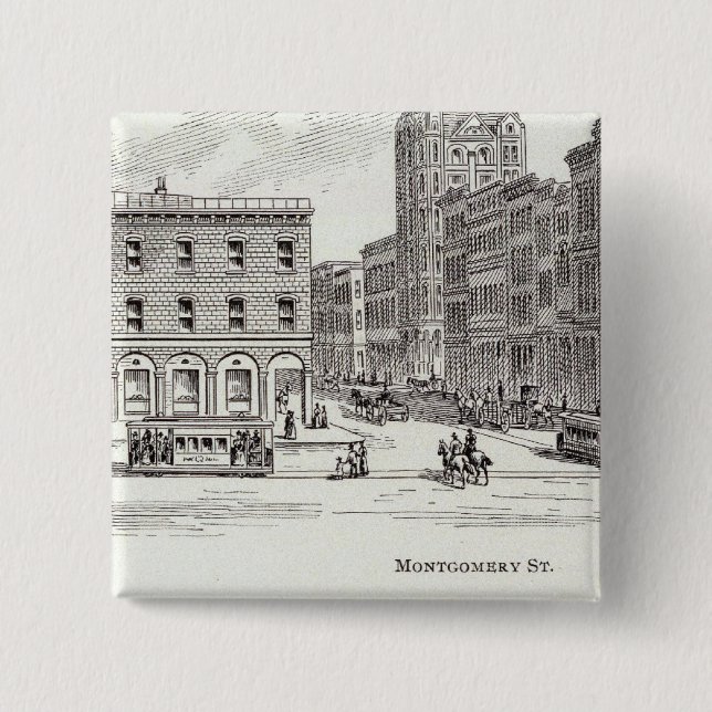 California North side Montgomery 2 Inch Square Button (Front)