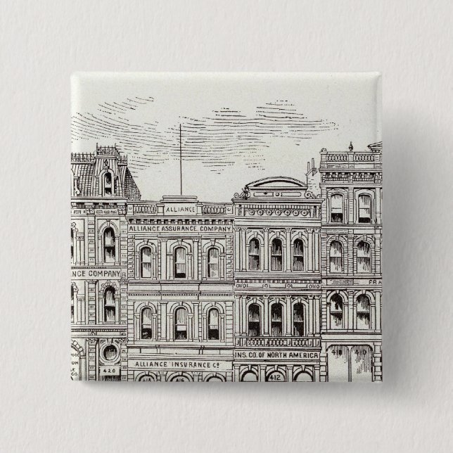 California North side Sansome and Leidesdorff 2 Inch Square Button (Front)