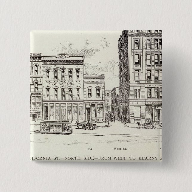 California North side Webb and Kearny 2 Inch Square Button (Front)