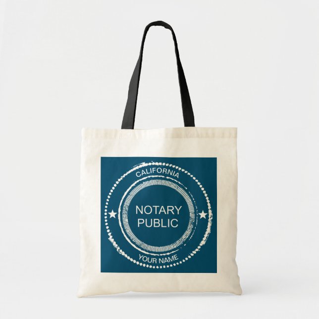 California Notary Distressed Seal Customized Tote Bag (Front)