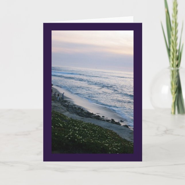 California Ocean Sunset Beach Custom Greeting Card (Front)