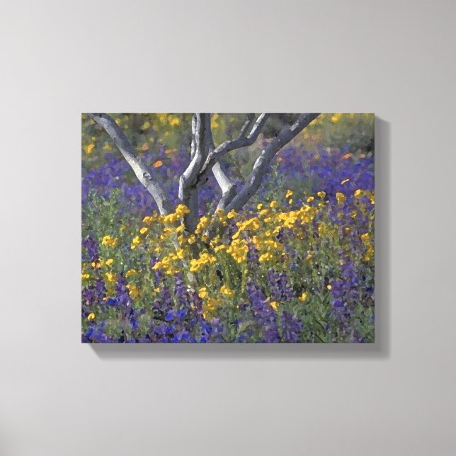 California Ojai Lupine & Poppies Watercolor Canvas (Front)
