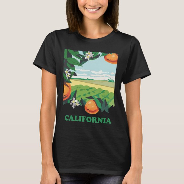California Orange Grove Sunny Green Travel T-Shirt (Front)