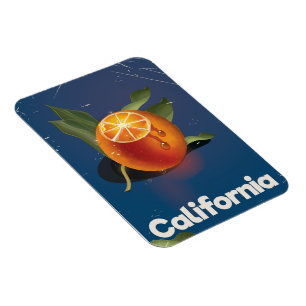 California Orange Retro Style vacation poster Magnet