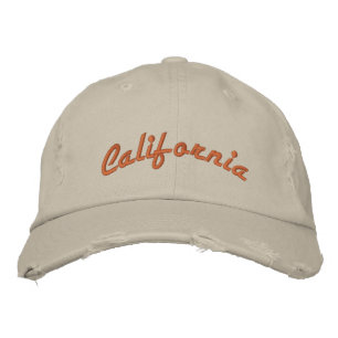 California Orange Vintage Style Distressed Embroidered Hat