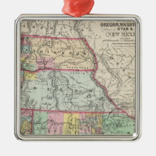 California, Oregon, Washington, Utah, New Mexico 4 Metal Ornament