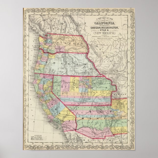 California, Oregon, Washington, Utah, New Mexico Poster (Front)