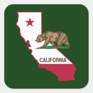 California Outline and Flag Square Sticker
