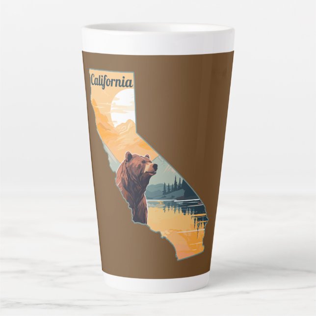 California Outline Bear Mountains Latte Mug (Front)