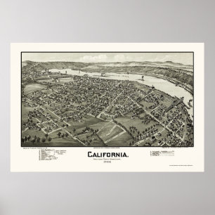 California, PA Panoramic Map - 1902 Poster
