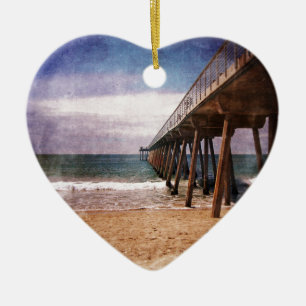 California Pacific Ocean Pier Ceramic Ornament