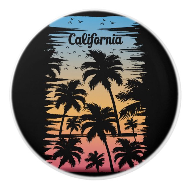 California Palm Tree Ceramic Knob (Front)