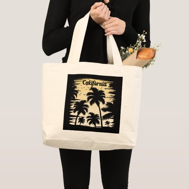 California Palm Tree Large Tote Bag (Front (Product))