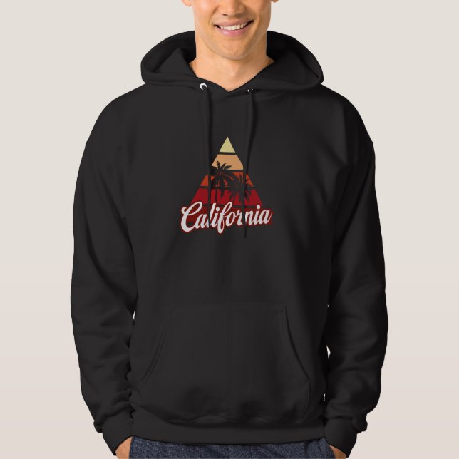 California Palm Tree Sunset Silhouette Hoodie (Front)
