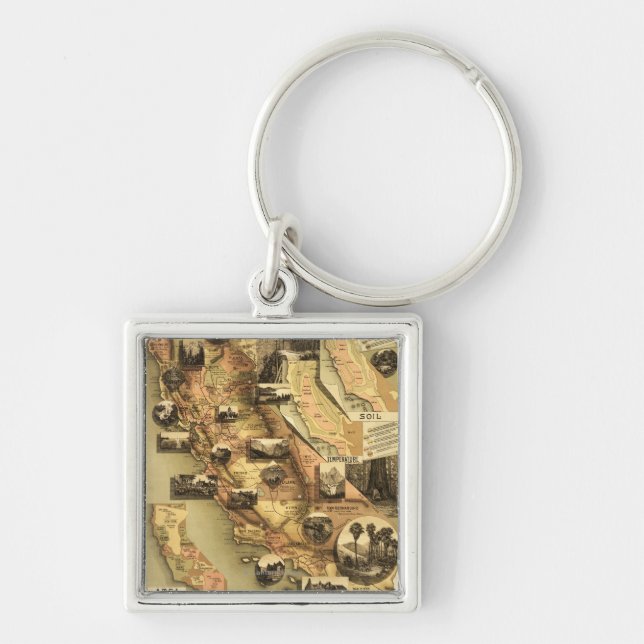 California Panoramic Map Keychain (Front)