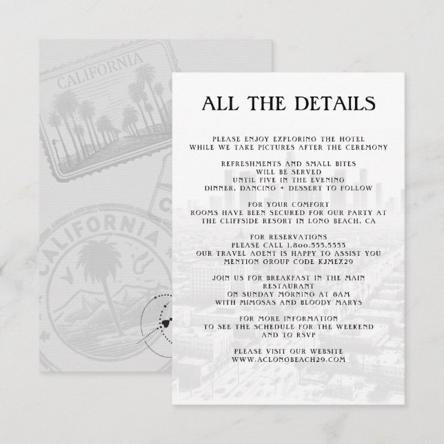 California Passport Details Enclosure Card (Front/Back)