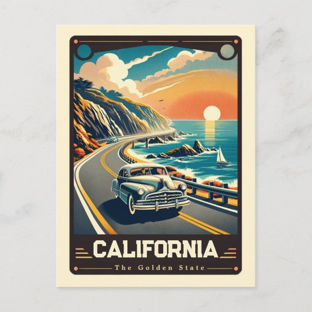 California | Patriotic Spirit Vintage Postcard (Front)