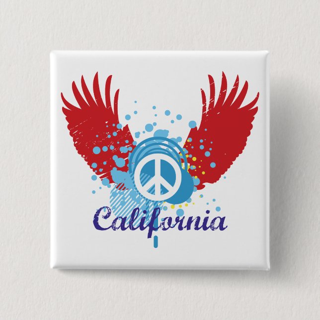 California Peace 2 Inch Square Button (Front)