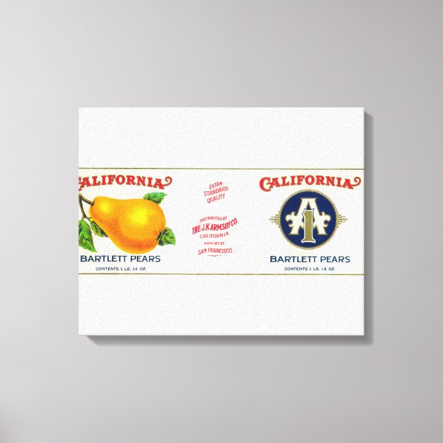 California Pear Label Canvas Print (Front)