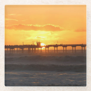 California Peer at Sunset Glass Coaster