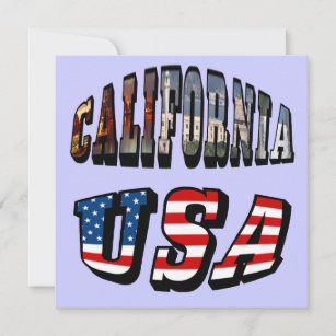 California Picture and USA Flag Text Invitation