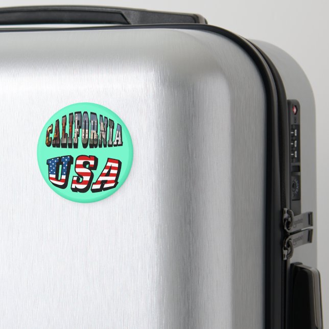 California Picture and USA Flag Text Magnet (In Situ (Luggage))