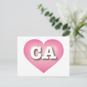 California Pink Fade Heart - I love CA Postcard