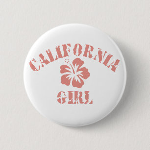 California Pink Girl 2 Inch Round Button