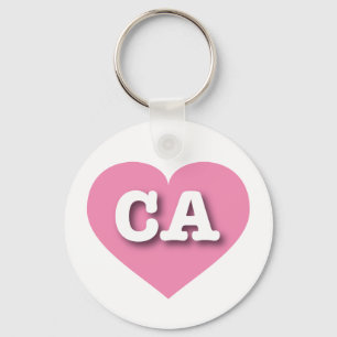 California Pink Heart - I love CA Keychain