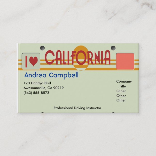 California Plates Business Card (Front)