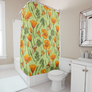 California poppies and moths on honey dew