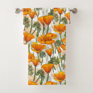 California poppies bath towel set