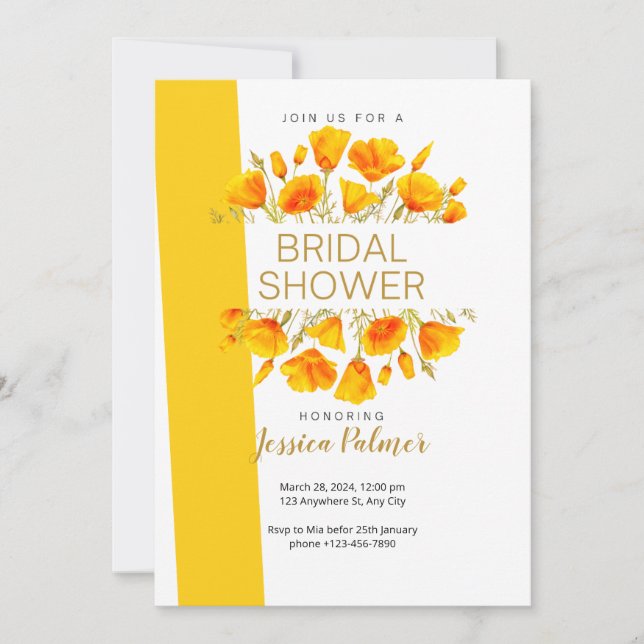 California Poppies Bridal Shower  Invitation (Front)