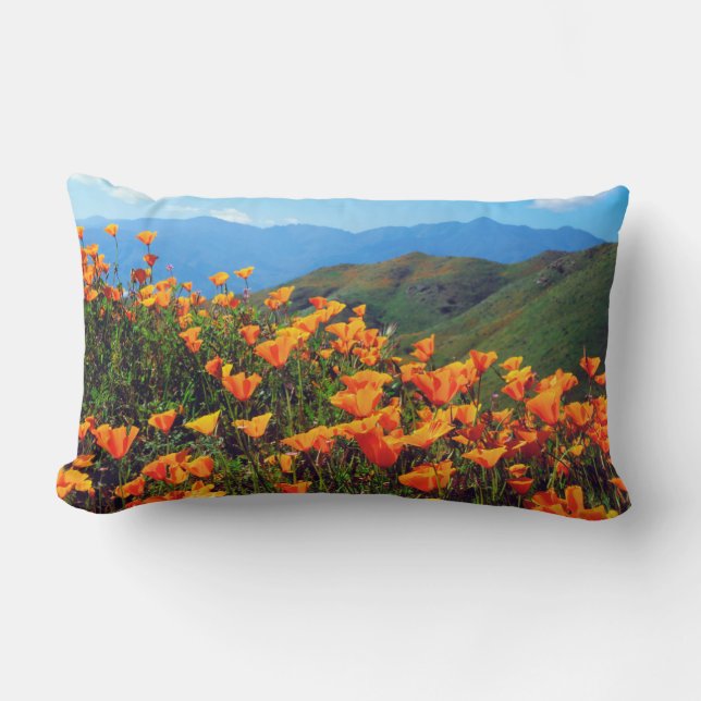 California poppies covering a hillside lumbar pillow (Front)