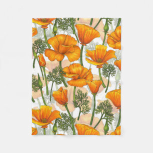 California poppies fleece blanket
